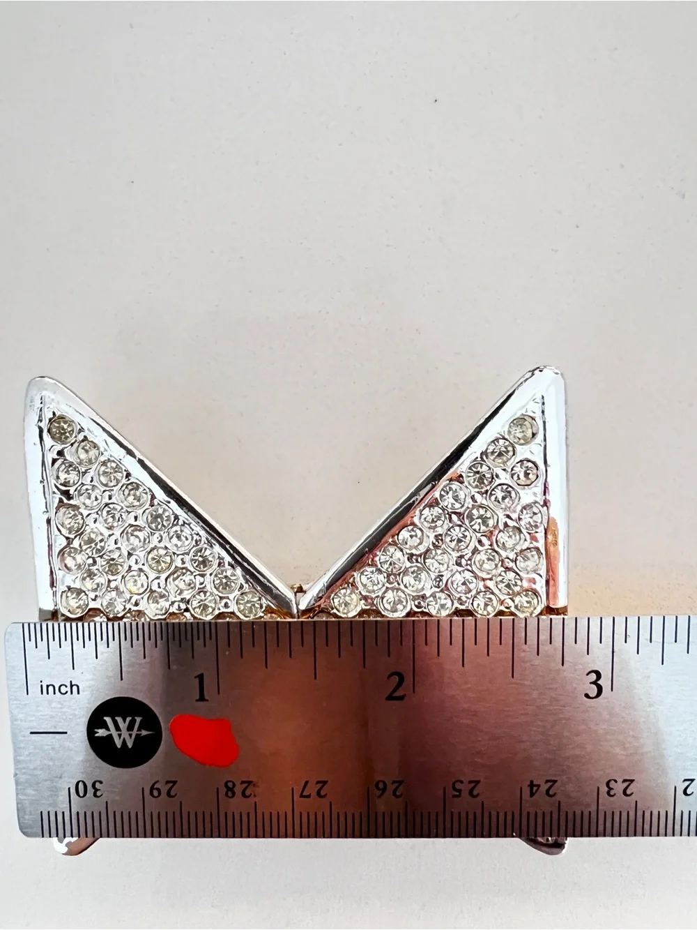 Vintage 80s Geometric Rhinestone Large Belt Buckle Triangles Statement
